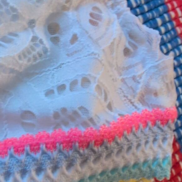 Intimately Free People white lace bralette pastel stripes size XS - Picture 7 of 8